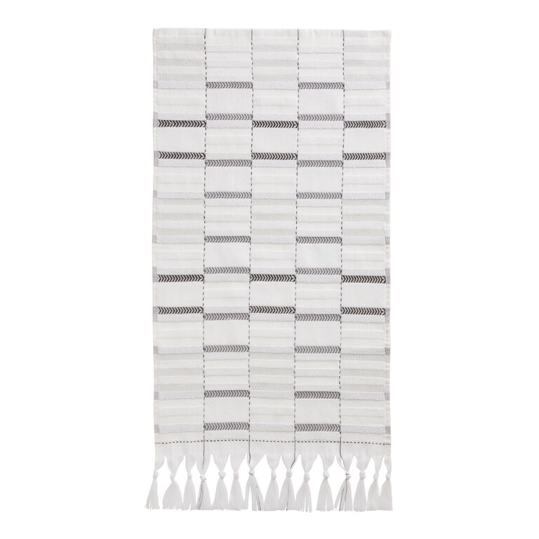 Aubrey Black And Ivory Sculpted Stripe Hand Towel image number 2