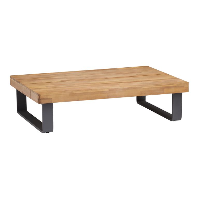 Alicante II Large Gray Metal and Wood Outdoor Coffee Table image number 1