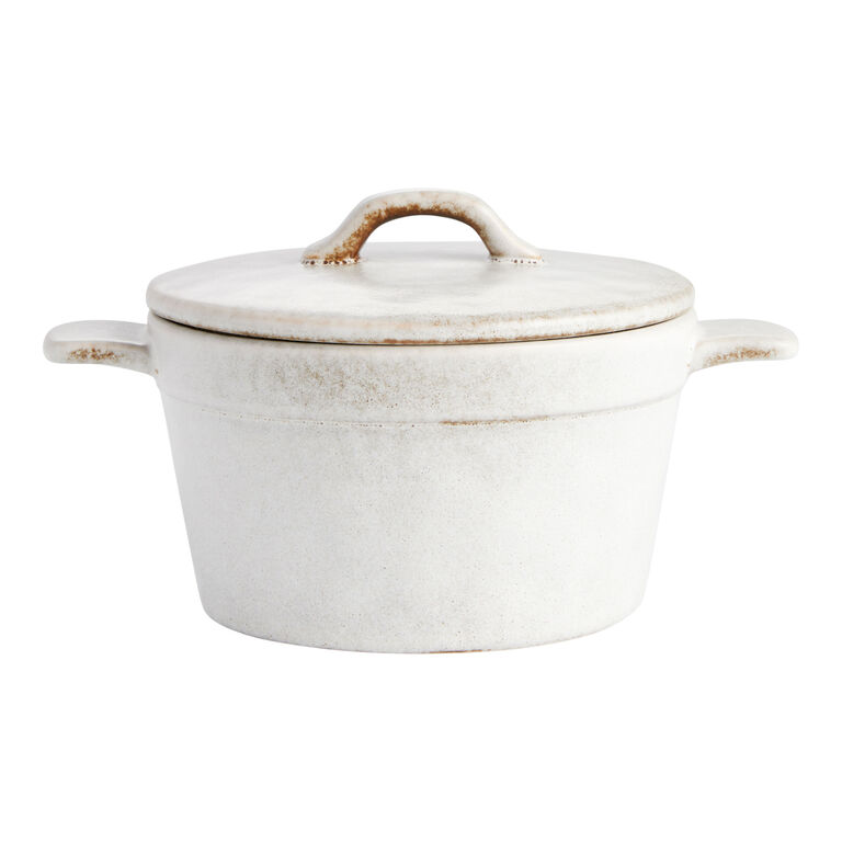 Vita Mini Ivory And Brown Reactive Glaze Cocotte Dutch Oven image number 1