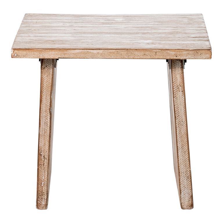 Tyne Aged White Reclaimed Pine End Table image number 2