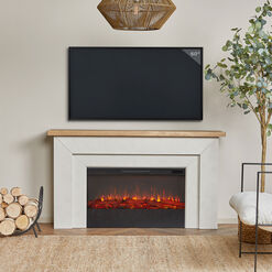 Sleetham Light Gray Wood Electric Fireplace Mantel