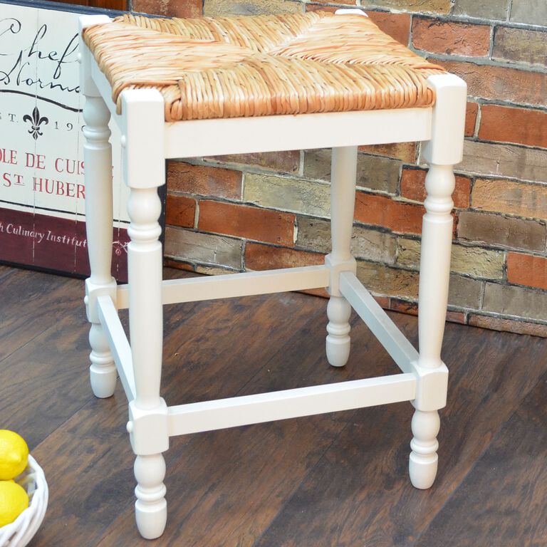 Erma Wood and Fiber Farmhouse Backless Counter Stool image number 2