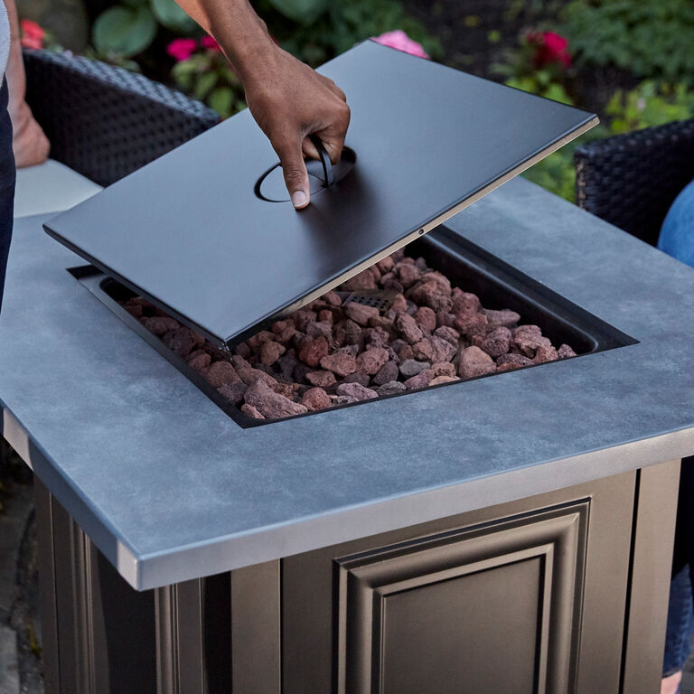 Calama Square Faux Concrete and Steel Gas Fire Pit Table image number 5