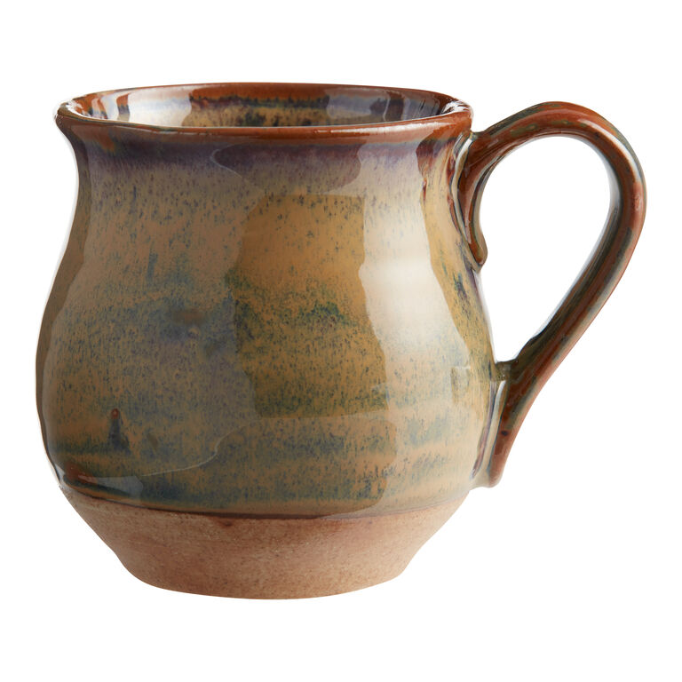 Green And Brown Reactive Glaze Porcelain Belly Mug image number 1