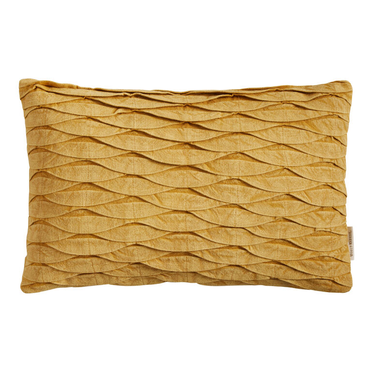 Gold Stonewashed Scalloped Lumbar Pillow image number 1