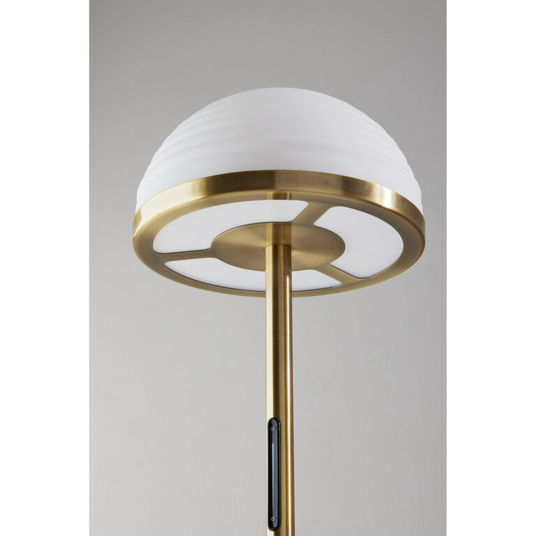 Milford Frosted Glass Dome and Antique Brass LED Floor Lamp image number 2