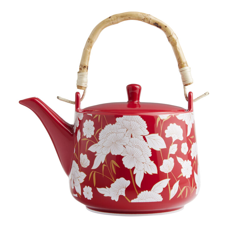 Red and White Floral Tea Serveware Collection image number 4