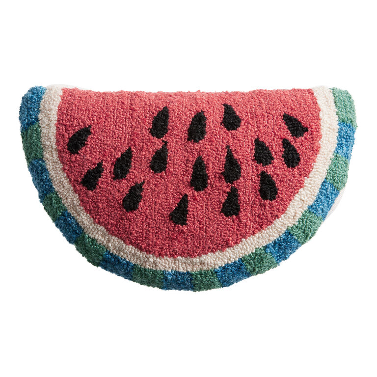 Coral Watermelon Shaped Indoor Outdoor Throw Pillow image number 1