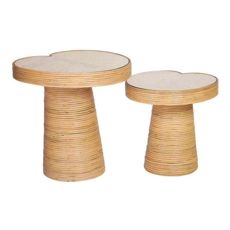 Perrott Natural Rattan Glass Top Lilypad End Table image number 4