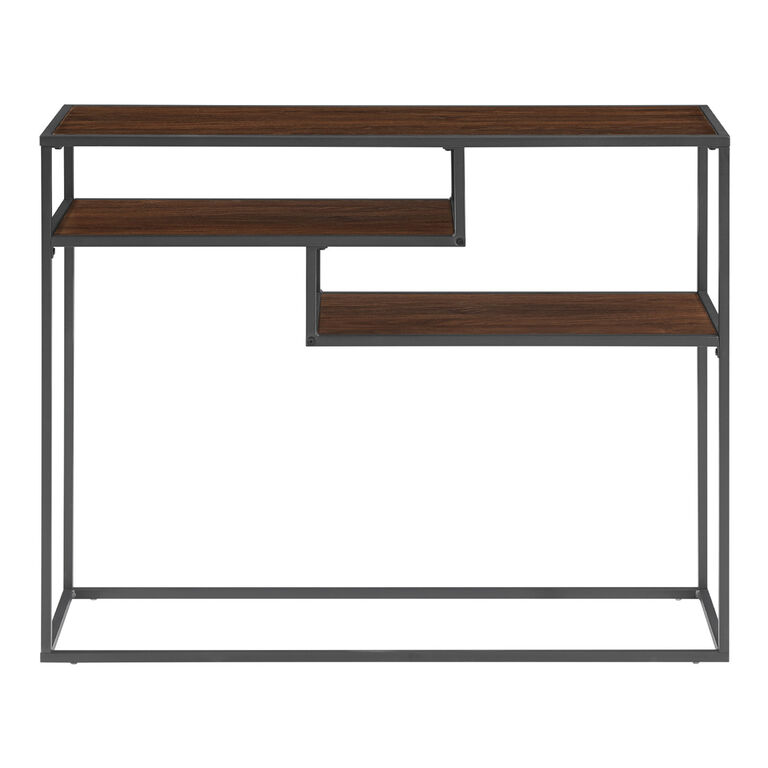 Lyon Wood and Black Steel Console Table with Shelves image number 3