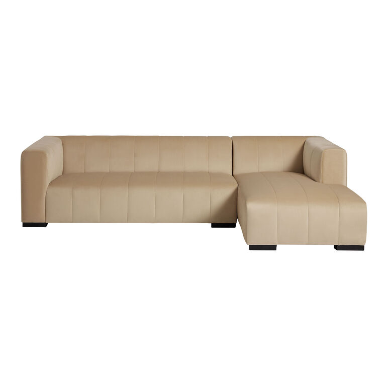 Cambrie Wheat Velvet Right Facing Sectional Sofa image number 3