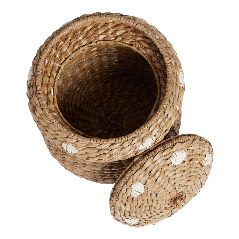 Mushroom Seagrass And Rattan Basket With Lid image number 3
