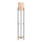 Tristan Natural And Black Rattan Floor Lamp With Shelves image number 1