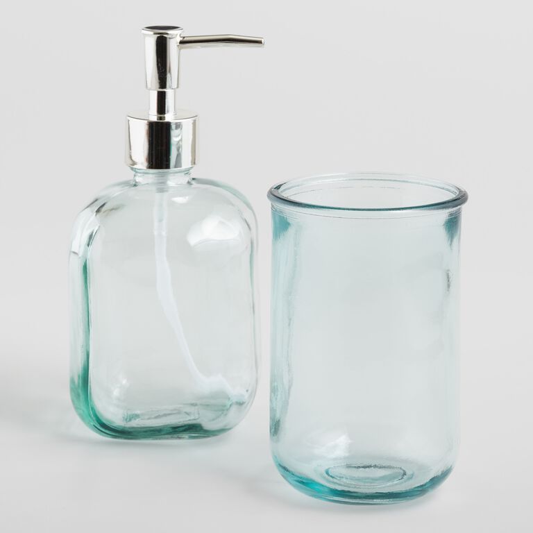 Aqua Recycled Glass Liquid Soap Dispenser image number 2