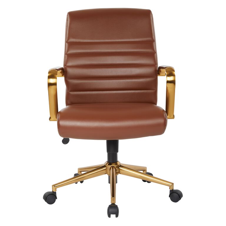 Armstrong Faux Leather and Gold Upholstered Office Chair image number 2
