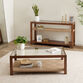 Lincoln Wood and Jute Glass Top Table Collection image number 0