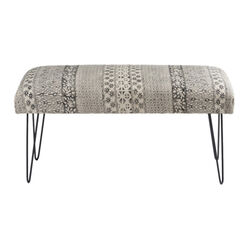 Dunstan Black And White Upholstered Bench With Hairpin Legs