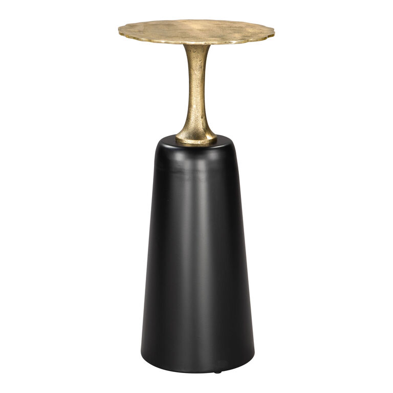 Fenner Tall Round Gold and Black Iron End Table image number 2