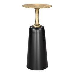 Fenner Tall Round Gold and Black Iron End Table
