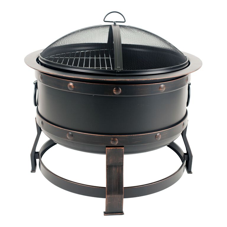 Brook Rubbed Bronze Steel Industrial Fire Pit image number 1