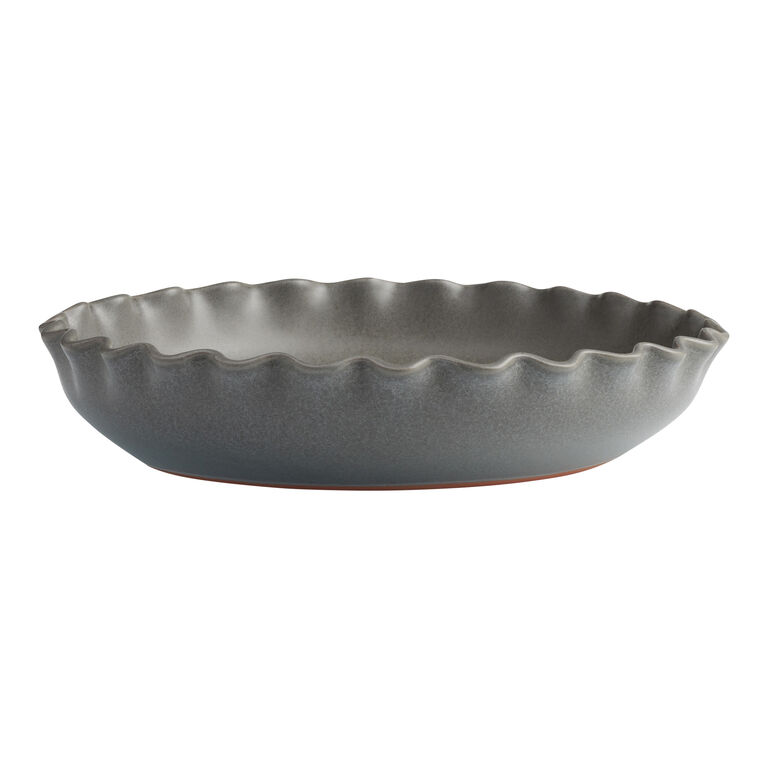 Silva Charcoal Gray Reactive Glaze Ruffle Rim Serving Bowl image number 1
