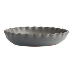 Silva Charcoal Gray Reactive Glaze Ruffle Rim Serving Bowl