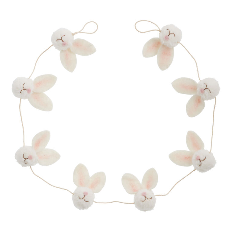 White Faux Fur Bunny Face Garland image number 2