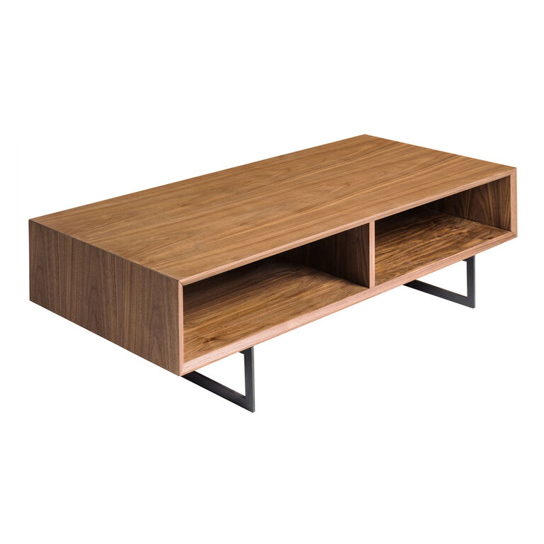 Emilio Wood and Metal Coffee Table with Shelves image number 1