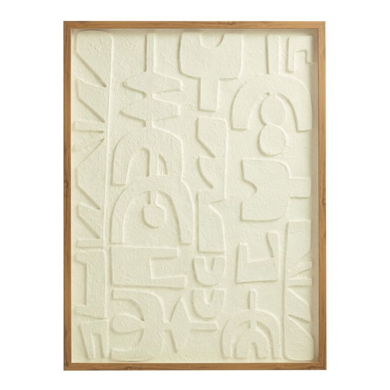 White Rice Paper Abstract Glyph Shadow Box Wall Art image number 1