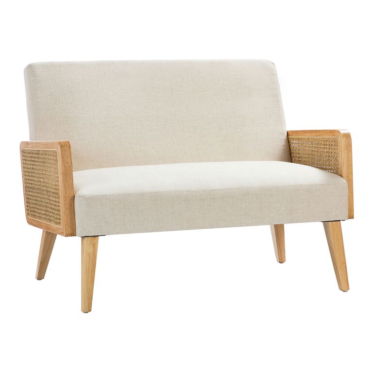 Domenico Natural Wood and Rattan Cane Loveseat image number 1