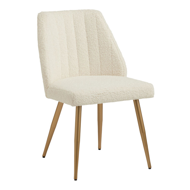Leilani Ivory Faux Sherpa Channel Back Dining Chair Set of 2 image number 1