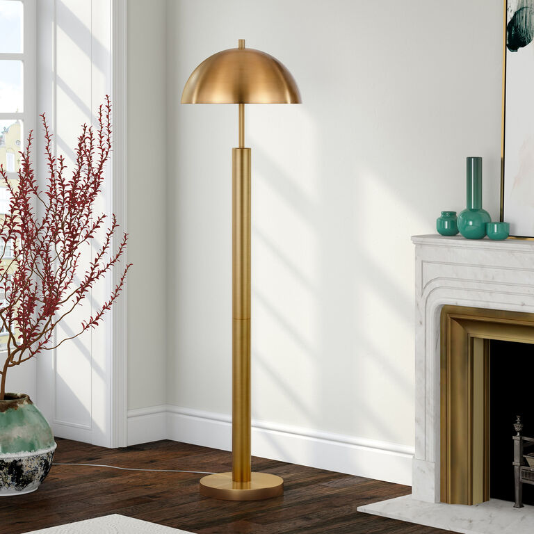 Drover Golden Brass Dome Mid Century Floor Lamp image number 2