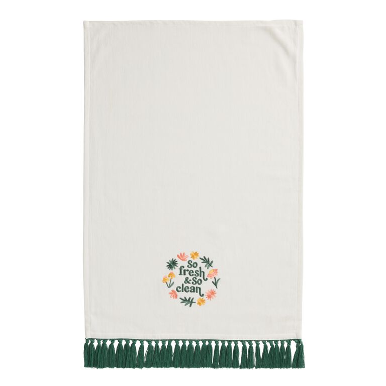 White Floral Fresh & Clean Terry Hand Towel image number 2