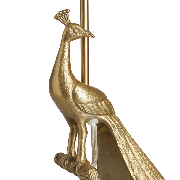 Brass Art Deco Peacock Table Lamp Base image number 4