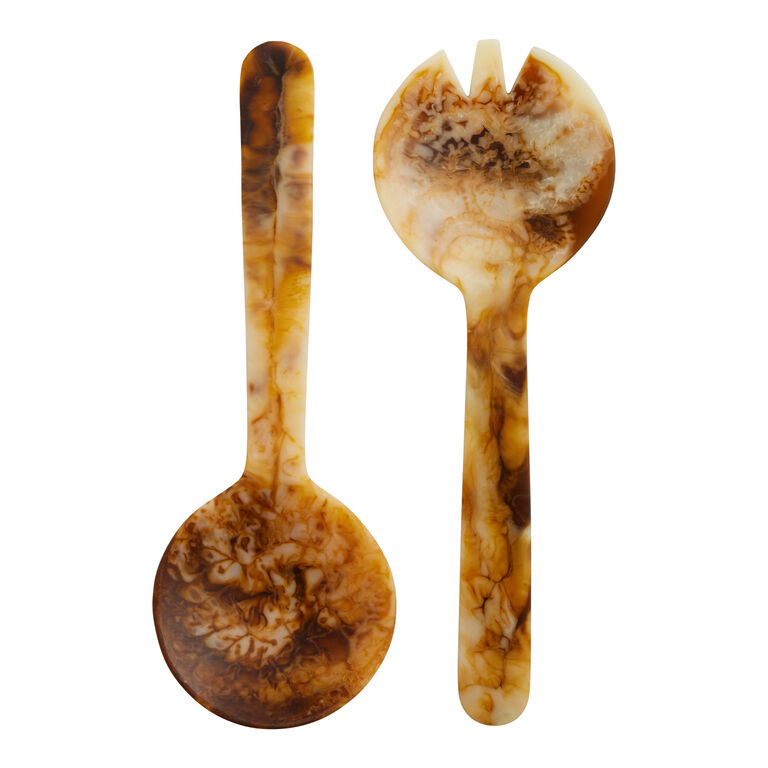 Caramel Brown And Ivory Resin Salad Servers 2 Piece image number 1