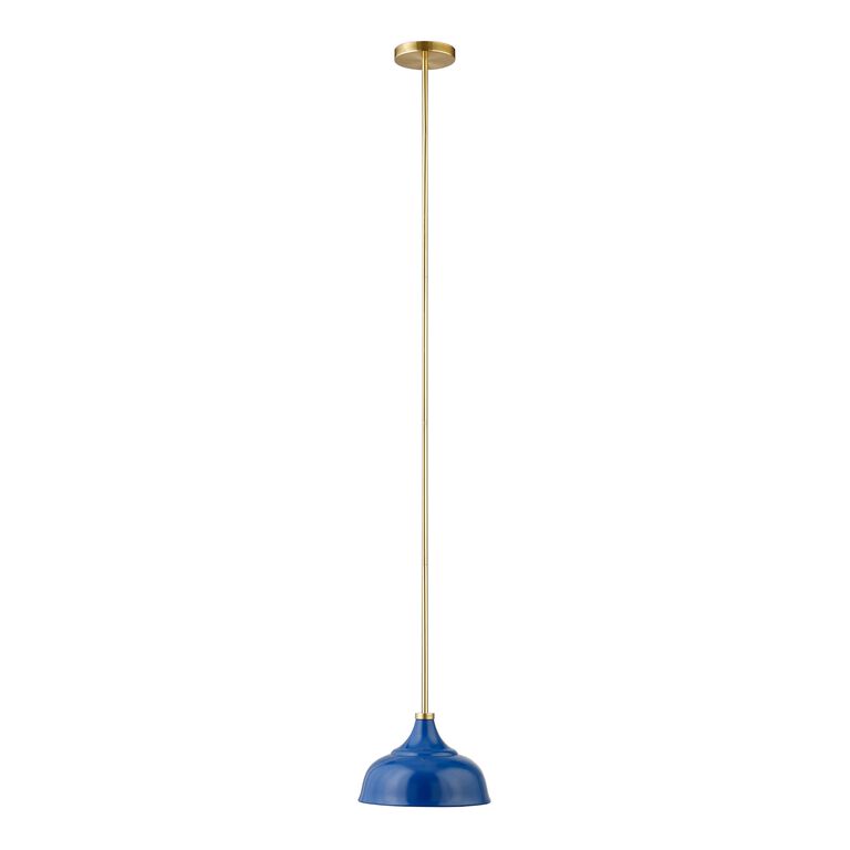 Lucy Blue Metal Dome Shade Pendant Lamp image number 1