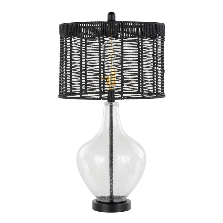 Vincent Clear Glass And Black Rattan Table Lamp 2 Piece Set image number 1