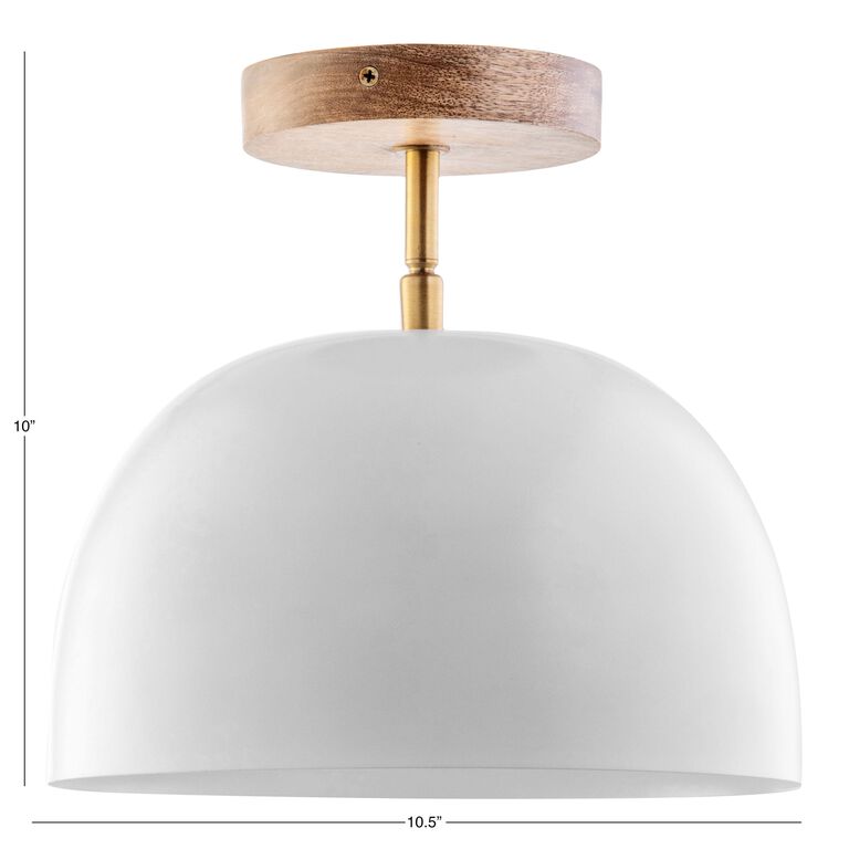 White Metal Dome Adjustable Semi Flush Mount Ceiling Light image number 4