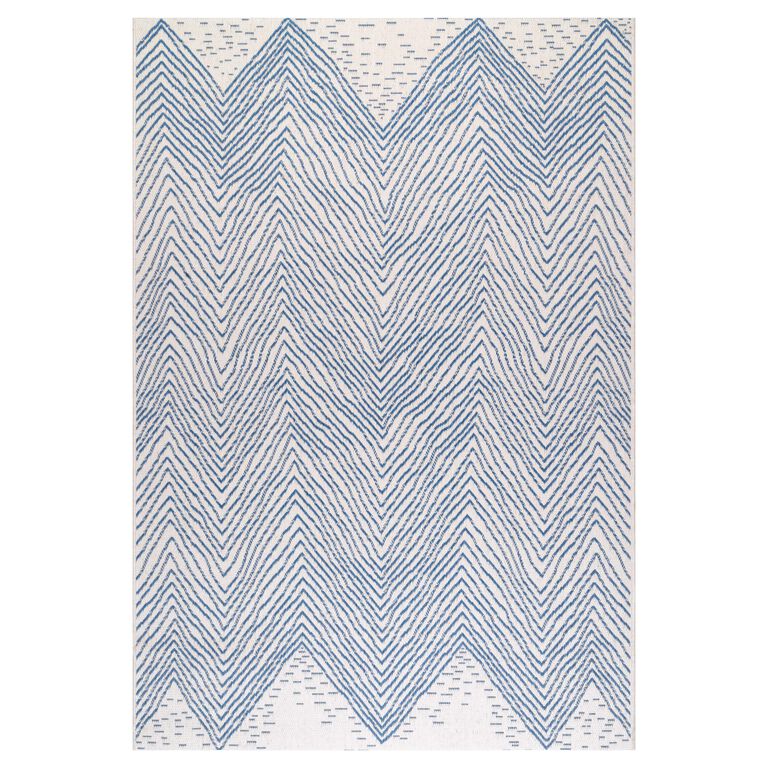 Destin Blue And White Chevron Indoor Outdoor Rug image number 1