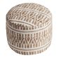 Round Taupe And Ivory Geometric Indoor Outdoor Pouf image number 0