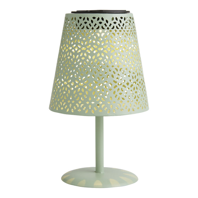 Punched Metal Shade Solar LED Table Lamp image number 1