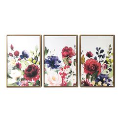 Floral Garden Triptych Framed Canvas Wall Art 3 Piece
