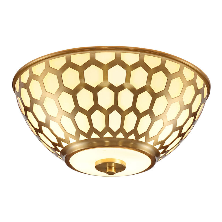 Brianna Gold And White Honeycomb Flush Mount Ceiling Light image number 3