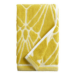 Gable Chartreuse Green Sculpted Leaf Hand Towel