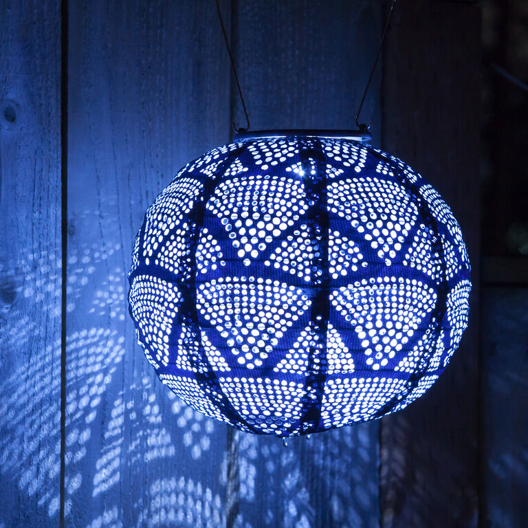 Globe Geo Print Fabric Solar LED Lantern image number 7