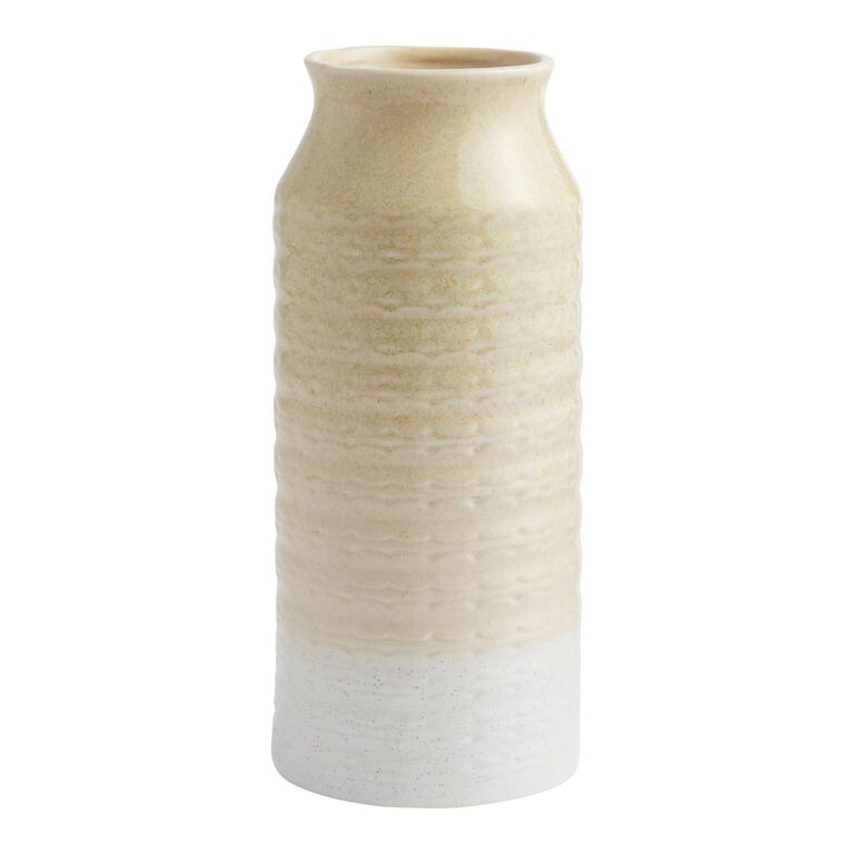 Tall Sage Green And White Ombre Ceramic Vase Collection image number 3