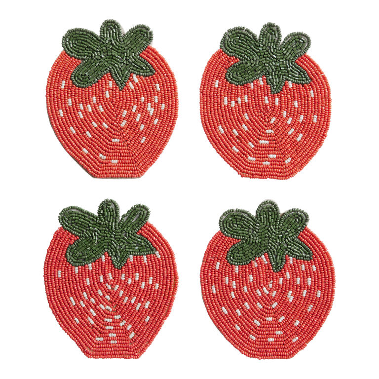 Coral Strawberry Beaded Coasters 4 Pack image number 1