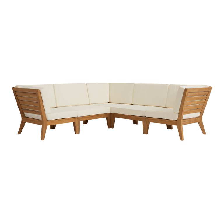 Somers Teak 5 Piece Square Modular Outdoor Sectional Sofa image number 2