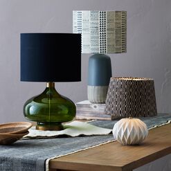 Black Linen Drum Table Lamp Shade with Gold Lining