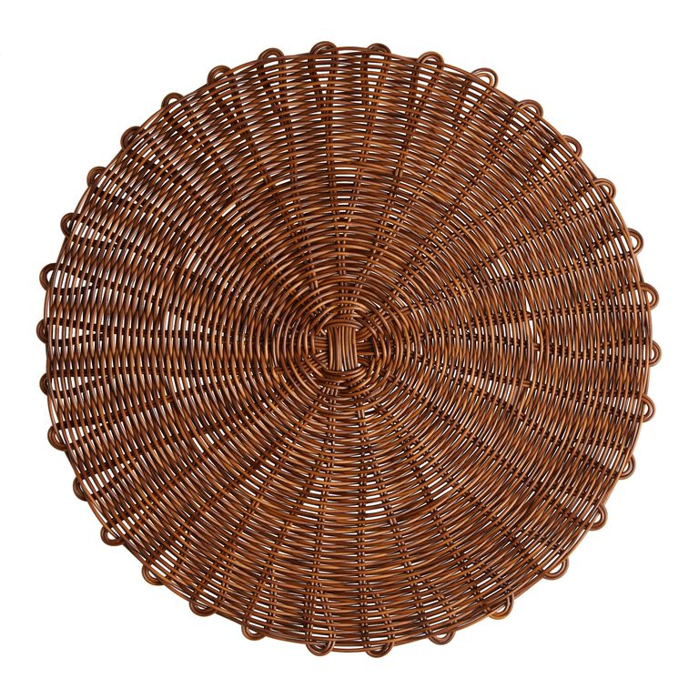 Round Brown Faux Rattan Wipe Off Placemat image number 1